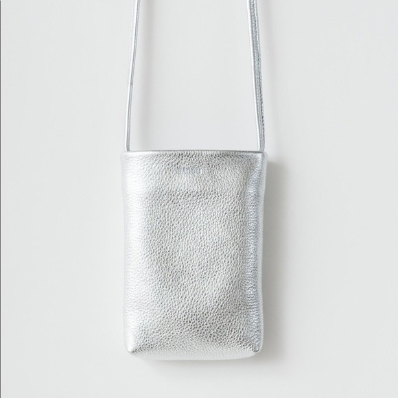 BAGGU Handbags - Baggu Leather iPhone Sling/Crossbody Bag in Silver